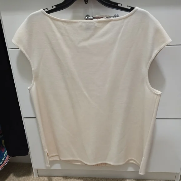 St. John Cream Knit Detail Blouse - Picture 3 of 3